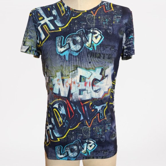 Robert Cavalli Paint Monogram-Print T-shirt - Picture 2 of 14